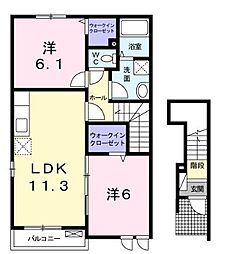 ブローテ 2LDKの間取図画像