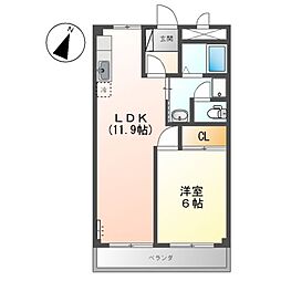 サニープレイス 1LDKの間取図画像