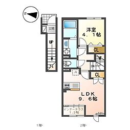 (仮)スターテラスII南蔵王町 1LDKの間取図画像
