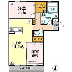 ルミエール 2LDKの間取図画像
