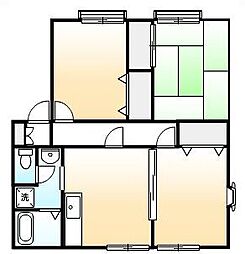 サンビレッジかねひらC棟 3DKの間取図画像