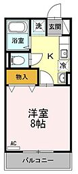リビエールアンE 1Kの間取図画像
