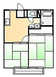 パナハイツみなみB 2DKの間取図画像