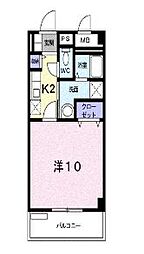 サンライズ 1Kの間取図画像