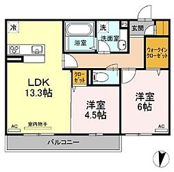 メゾンドキャトル5 2LDKの間取図画像