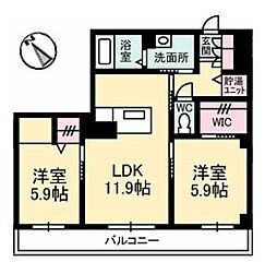 グランベレオ川口 2LDKの間取図画像