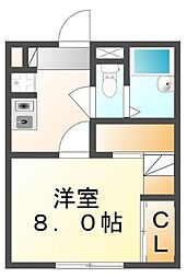 レオパレスサニープレイB 1Kの間取図画像