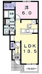 セレーナB 1LDKの間取図画像