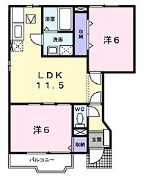 ベルメゾン福地B 2LDKの間取図画像