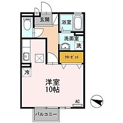 岩輝ハイツ二号館 ワンルームの間取図画像