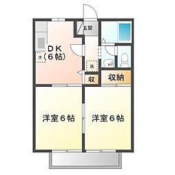 サンライフ中川A 2DKの間取図画像