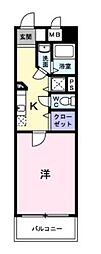 エヴァ1 1Kの間取図画像