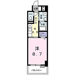 グリシナ 1Kの間取図画像