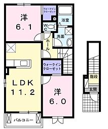 グランディールA 2LDKの間取図画像
