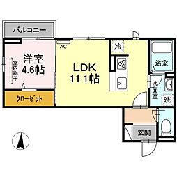 フォレストコート 1LDKの間取図画像