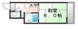 大福マンション2 1Kの間取図画像