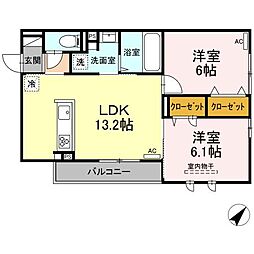 D-residence多治米N 2LDKの間取図画像