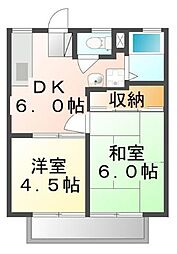 シティおかやま 2DKの間取図画像