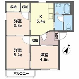 グランドール多治米A 3Kの間取図画像