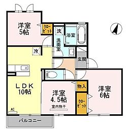 ボヌール千田B 3LDKの間取図画像