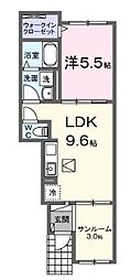 クルールピット　高須 1階1LDKの間取り