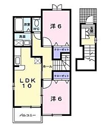 JR山陽本線 大門駅 徒歩17分の賃貸アパート 2階2LDKの間取り