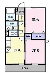 サンハイム 1階2DKの間取り