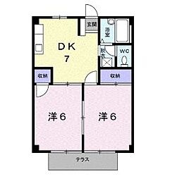シティハイツ高橋Ａ 1階2DKの間取り