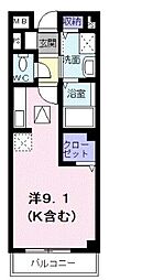シャルムメゾンＡ 1階ワンルームの間取り