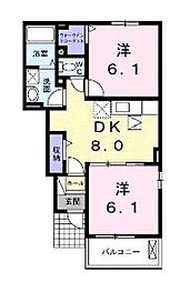 シンシア・I 1階2DKの間取り