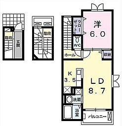 ダングラッツェ 3階1LDKの間取り