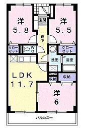 パラッツォ・アウローラ 3階3LDKの間取り