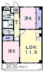 モデルノ 2階2LDKの間取り