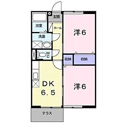 ブランドール・ヴィラ 1階2DKの間取り