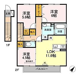 ラ・ヴィレッタ　Ａ棟 2階3LDKの間取り