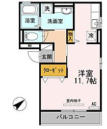 ドルチェ城南 3階ワンルームの間取り