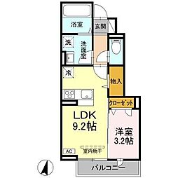コンフォート　E棟 1階1LDKの間取り