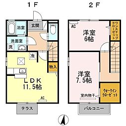 グレイスコート手城Ｂ 1階2LDKの間取り