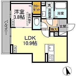 D-residence曙町1丁目 1階1LDKの間取り