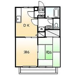 ハイライズ新涯　Ａ棟 2階2DKの間取り