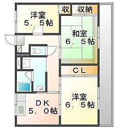 ビレッジハウス駅家　3号棟 2階3DKの間取り
