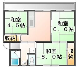 JR山陽本線 東福山駅 4.2kmの賃貸マンション 3階3DKの間取り