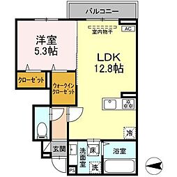 D-ROOM川北 1階1LDKの間取り