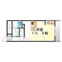 レオネクストパンプキン 1階1Kの間取り