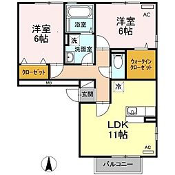 マノワール・プルミエ 2階2LDKの間取り