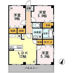 グレイスフルＴ 3階3LDKの間取り