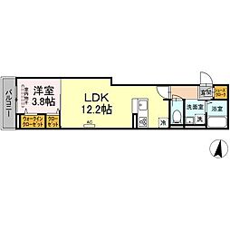 D-roomTSUCHIYA 2階1LDKの間取り