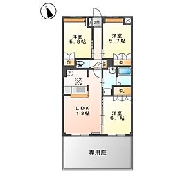 バス 観音堂下車 徒歩5分の賃貸アパート 1階3LDKの間取り