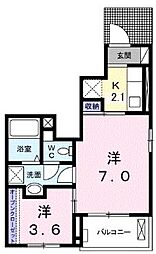 ノースカントリーＢ 1階1SKの間取り