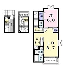 ヴィクトリー 3階1LDKの間取り